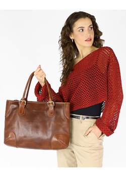 Torebka do ręki kuferek genuine leather made in Italy - MARCO MAZZINI brązowy ze sklepu Verostilo w kategorii Torby Shopper bag - zdjęcie 171279568
