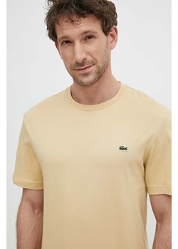 Lacoste t-shirt bawełniany kolor beżowy gładki ze sklepu ANSWEAR.com w kategorii T-shirty męskie - zdjęcie 171279738