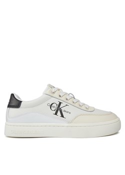 Sneakersy Calvin Klein Jeans Classic Cupsole Low Lace Lth Ml YW0YW01296 Bright White/Black 01W ze sklepu eobuwie.pl w kategorii Buty sportowe damskie - zdjęcie 171281125