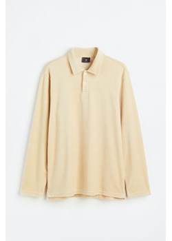H & M - Welurowy top polo Regular Fit - Beżowy ze sklepu H&M w kategorii T-shirty męskie - zdjęcie 171286097