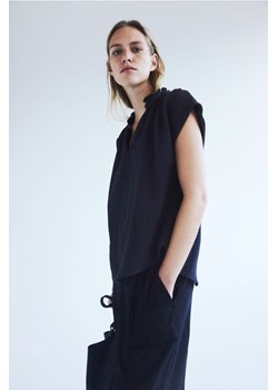 H & M - Bawełniana bluzka z falbankami - Czarny ze sklepu H&M w kategorii Bluzki damskie - zdjęcie 171286159