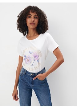 Mohito - T-shirt z kwiatowym nadrukiem - biały ze sklepu Mohito w kategorii Bluzki damskie - zdjęcie 171295839