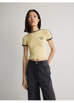 Reserved - T-shirt z nadrukiem - jasnożółty ze sklepu Reserved w kategorii Bluzki damskie - zdjęcie 171297056