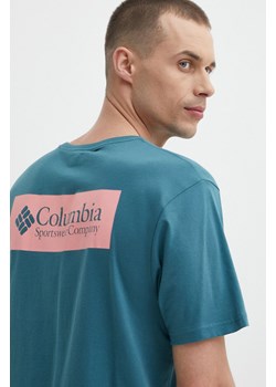 Columbia t-shirt bawełniany North Cascades męski kolor turkusowy z nadrukiem 1834041 ze sklepu ANSWEAR.com w kategorii T-shirty męskie - zdjęcie 171297649