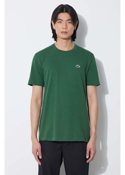 Lacoste t-shirt męski kolor zielony gładki ze sklepu PRM w kategorii T-shirty męskie - zdjęcie 171298318