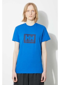 Helly Hansen t-shirt bawełniany kolor niebieski z nadrukiem ze sklepu PRM w kategorii T-shirty męskie - zdjęcie 171298396
