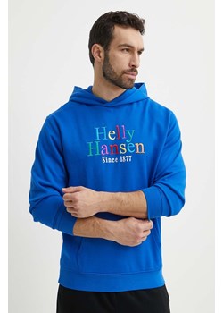 Helly Hansen bluza męska kolor niebieski z kapturem z aplikacją 53924 ze sklepu PRM w kategorii Bluzy męskie - zdjęcie 171298418