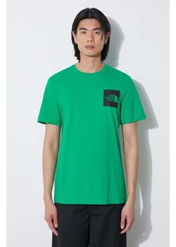 The North Face t-shirt bawełniany M S/S Fine Tee męski kolor zielony z nadrukiem NF0A87NDPO81 ze sklepu PRM w kategorii T-shirty męskie - zdjęcie 171299176