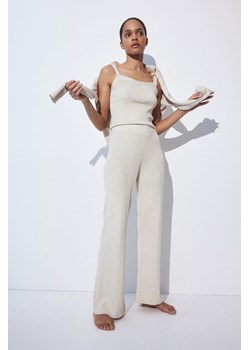 H & M - Spodnie z dzianiny w prążki - Beżowy ze sklepu H&M w kategorii Spodnie damskie - zdjęcie 171299279