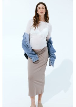 H & M - MAMA Spódnica z bawełnianego dżerseju - Brązowy ze sklepu H&M w kategorii Spódnice ciążowe - zdjęcie 171299659