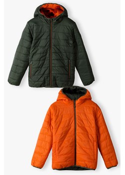 Dwustronna przejściowa kurtka dla chłopca - pomarańczowo-zielona - Lincoln&Sharks ze sklepu 5.10.15 w kategorii Kurtki chłopięce - zdjęcie 171301788