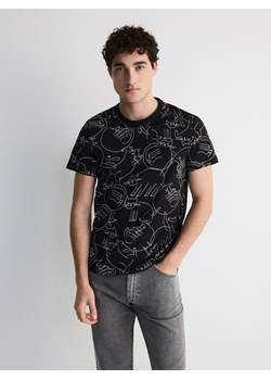 Reserved - T-shirt regular z nadrukiem - czarny ze sklepu Reserved w kategorii T-shirty męskie - zdjęcie 171318239