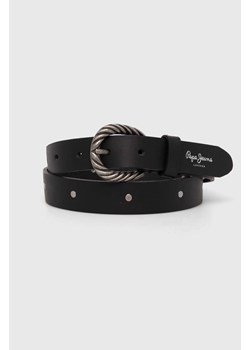 Pepe Jeans pasek skórzany CHARLOTTE BELT damski kolor czarny PL020847 ze sklepu ANSWEAR.com w kategorii Paski damskie - zdjęcie 171318969