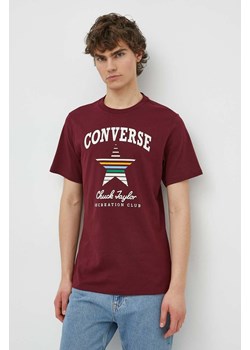 Converse t-shirt bawełniany kolor bordowy z nadrukiem ze sklepu ANSWEAR.com w kategorii T-shirty męskie - zdjęcie 171323428