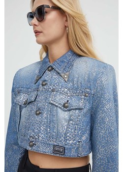 Versace Jeans Couture kurtka jeansowa damska kolor niebieski przejściowa 76HAS458 DS013M30 ze sklepu ANSWEAR.com w kategorii Kurtki damskie - zdjęcie 171323608