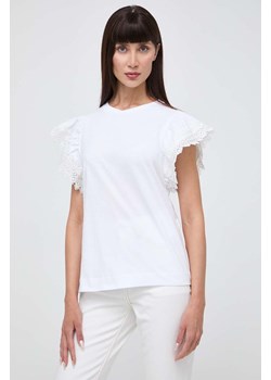 Twinset t-shirt bawełniany damski kolor biały ze sklepu ANSWEAR.com w kategorii Bluzki damskie - zdjęcie 171324026