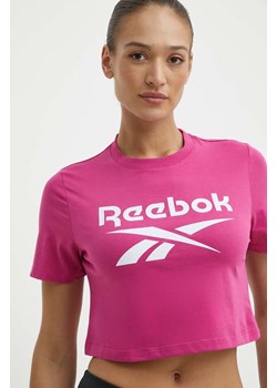 Reebok t-shirt bawełniany Identity damski kolor różowy 100037588 ze sklepu ANSWEAR.com w kategorii Bluzki damskie - zdjęcie 171324197