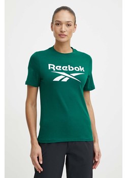 Reebok t-shirt bawełniany Identity damski kolor zielony 100076007 ze sklepu ANSWEAR.com w kategorii Bluzki damskie - zdjęcie 171324207