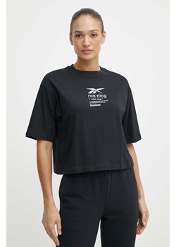 Reebok t-shirt bawełniany damski kolor czarny 100075396 ze sklepu ANSWEAR.com w kategorii Bluzki damskie - zdjęcie 171324218