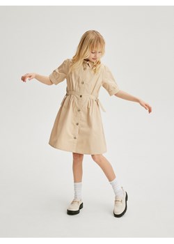 Reserved - Bawełniana szmizjerka - beżowy ze sklepu Reserved w kategorii Sukienki dziewczęce - zdjęcie 171325759