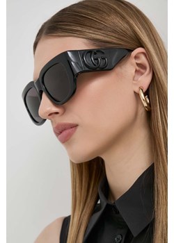 Gucci okulary przeciwsłoneczne damskie kolor czarny ze sklepu ANSWEAR.com w kategorii Okulary przeciwsłoneczne damskie - zdjęcie 171330296