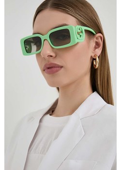 Gucci okulary przeciwsłoneczne damskie kolor zielony ze sklepu ANSWEAR.com w kategorii Okulary przeciwsłoneczne damskie - zdjęcie 171330498