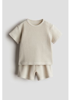 H & M - Bawełniany komplet 2-częściowy w waflowy splot - Beżowy ze sklepu H&M w kategorii Odzież dla niemowląt - zdjęcie 171337069