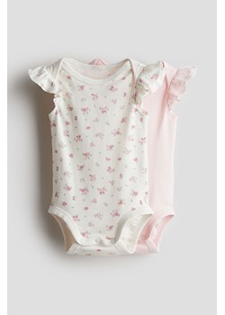 H & M - Body z bawełnianego dżerseju 2-pak - Różowy ze sklepu H&M w kategorii Odzież dla niemowląt - zdjęcie 171337095