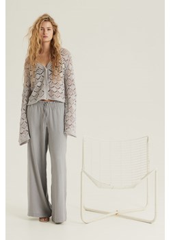 H & M - Spodnie bez zapięcia z domieszką lnu - Szary ze sklepu H&M w kategorii Spodnie damskie - zdjęcie 171337159
