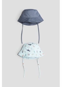 H & M - Bawełniana czapka przeciwsłoneczna 2-pak - Niebieski ze sklepu H&M w kategorii Czapki dziecięce - zdjęcie 171337247