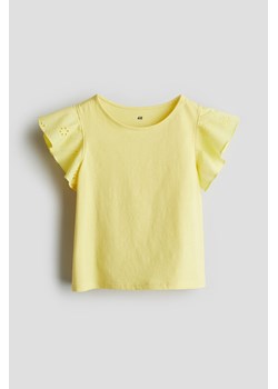H & M - Dżersejowy top z haftem angielskim - Żółty ze sklepu H&M w kategorii Bluzki dziewczęce - zdjęcie 171337266