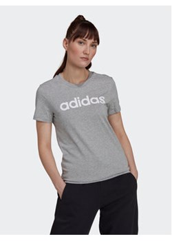 adidas T-Shirt Essentials Logo HL2053 Szary Slim Fit ze sklepu MODIVO w kategorii Bluzki damskie - zdjęcie 171342206