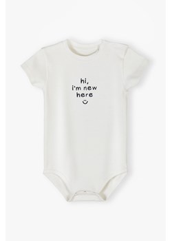 Białe body niemowlęce - hi, i'm new here ze sklepu 5.10.15 w kategorii Odzież dla niemowląt - zdjęcie 171352018