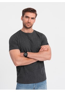 T-shirt męski z ozdobnym efektem confetti - czarny V5 OM-TSCT-0178 ze sklepu ombre w kategorii T-shirty męskie - zdjęcie 171352055