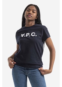 A.P.C. t-shirt bawełniany VPC Colour kolor granatowy COBQX.F26944-DARKNAVY ze sklepu ANSWEAR.com w kategorii Bluzki damskie - zdjęcie 171352686