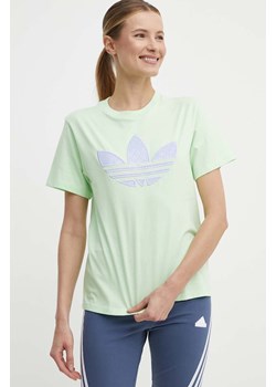 adidas Originals t-shirt bawełniany damski kolor zielony IU2374 ze sklepu ANSWEAR.com w kategorii Bluzki damskie - zdjęcie 171352927