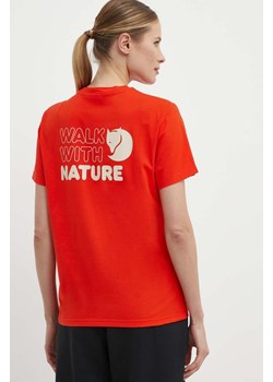 Fjallraven t-shirt Walk With Nature damski kolor pomarańczowy F14600171 ze sklepu ANSWEAR.com w kategorii Bluzki damskie - zdjęcie 171352937