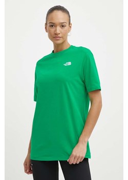 The North Face t-shirt bawełniany W S/S Essential Oversize Tee damski kolor zielony NF0A87NQPO81 ze sklepu ANSWEAR.com w kategorii Bluzki damskie - zdjęcie 171352947