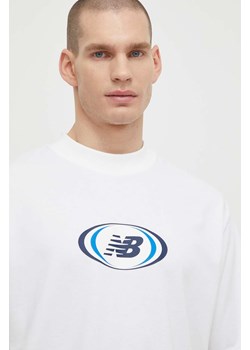New Balance t-shirt MT41600WT męski kolor biały wzorzysty MT41600WT ze sklepu ANSWEAR.com w kategorii T-shirty męskie - zdjęcie 171352988