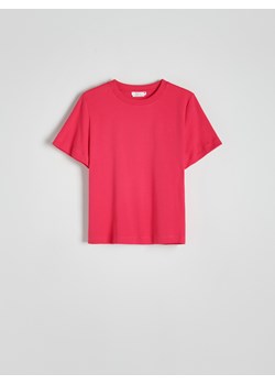 Reserved - T-shirt z merceryzowanej bawełny - fuksja ze sklepu Reserved w kategorii Bluzki damskie - zdjęcie 171355785