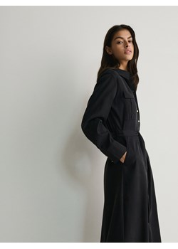 Reserved - Koszulowa sukienka z lyocellem - czarny ze sklepu Reserved w kategorii Sukienki - zdjęcie 171355857