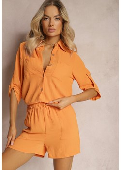 Pomarańczowy 2-Cześciowy Komplet Rozpinana Koszula oraz Szorty Letoria ze sklepu Renee odzież w kategorii Komplety i garnitury damskie - zdjęcie 171357296