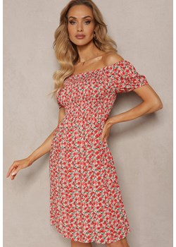 Czerwona Sukienka Typu Hiszpanka z Wiskozy z Gumkami w Talii Wiariana ze sklepu Renee odzież w kategorii Sukienki - zdjęcie 171357545