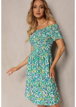Zielona Sukienka z Wiskozy Hiszpanka z Gumką w Pasie Atriada ze sklepu Renee odzież w kategorii Sukienki - zdjęcie 171357625