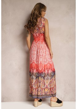 Pomarańczowa Sukienka z Mozaikowym Wzorem Boho Gumką w Pasie i Sznurkami na Ramionach Ainervea ze sklepu Renee odzież w kategorii Sukienki - zdjęcie 171357707