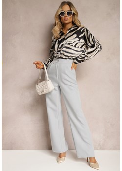 Szare Spodnie Garniturowe High Waist z Kieszeniami Denera ze sklepu Renee odzież w kategorii Spodnie damskie - zdjęcie 171357915