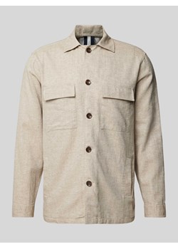 Kurtka koszulowa lniana z tkanym wzorem ze sklepu Peek&Cloppenburg  w kategorii Kurtki męskie - zdjęcie 171359375