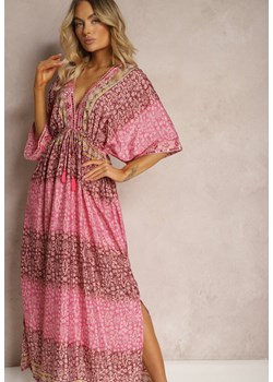 Różowa Letnia Sukienka Boho z Chwostami na Plecach i Gumką w Talii Adanile ze sklepu Renee odzież w kategorii Sukienki - zdjęcie 171361626