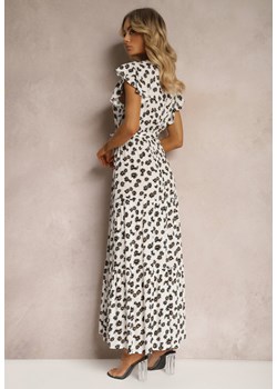 Biało-Czarna Rozkloszowana Sukienka Wiskozowa z Kopertowym Dekoltem Ailevapia ze sklepu Renee odzież w kategorii Sukienki - zdjęcie 171361638
