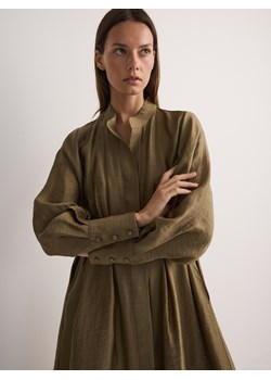 Reserved - Sukienka maxi z lnem - oliwkowy ze sklepu Reserved w kategorii Sukienki - zdjęcie 171362048
